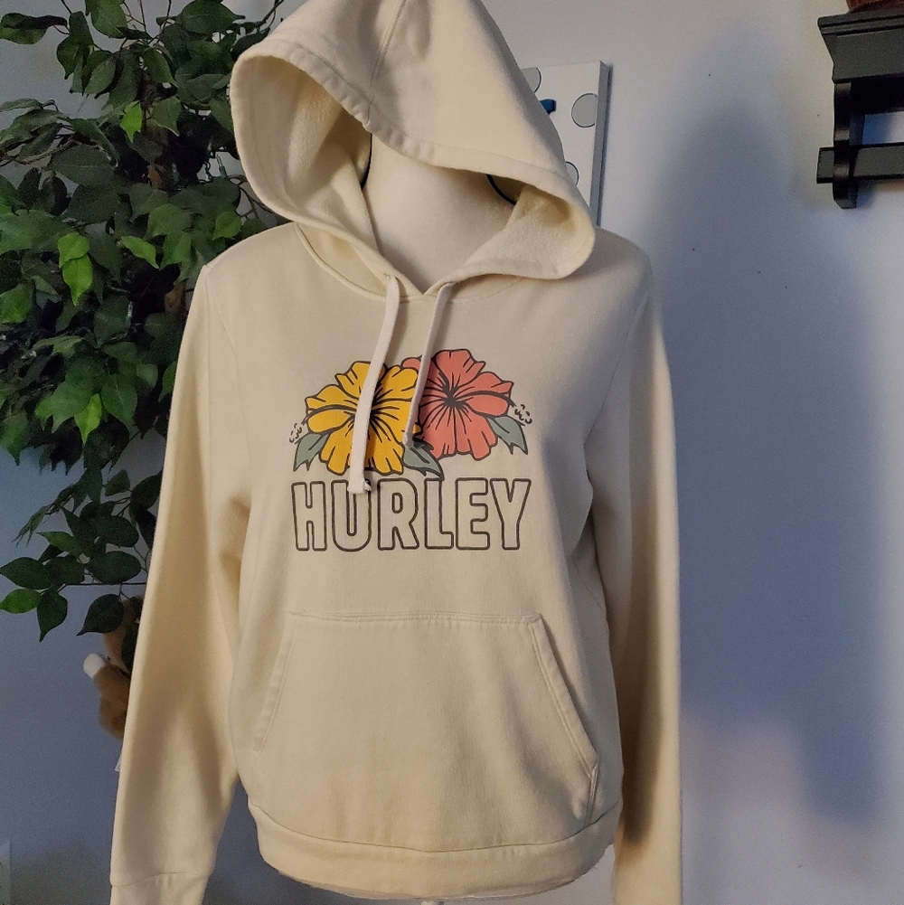Hurley Cream Hoodie with Floral Design